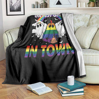 Funny Halloween LGBT Throw Blanket Gayest Ghost In Town Rainbow Flag - Wonder Print Shop