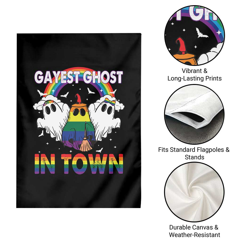 Funny Halloween LGBT Garden Flag Gayest Ghost In Town Rainbow Flag - Wonder Print Shop