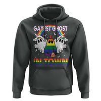 Funny Halloween LGBT Hoodie Gayest Ghost In Town Rainbow Flag