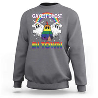 Funny Halloween LGBT Sweatshirt Gayest Ghost In Town Rainbow Flag - Wonder Print Shop