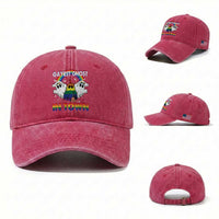 Funny Halloween LGBT Washed Cotton Baseball Cap Gayest Ghost In Town Rainbow Flag