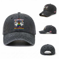 Funny Halloween LGBT Washed Cotton Baseball Cap Gayest Ghost In Town Rainbow Flag