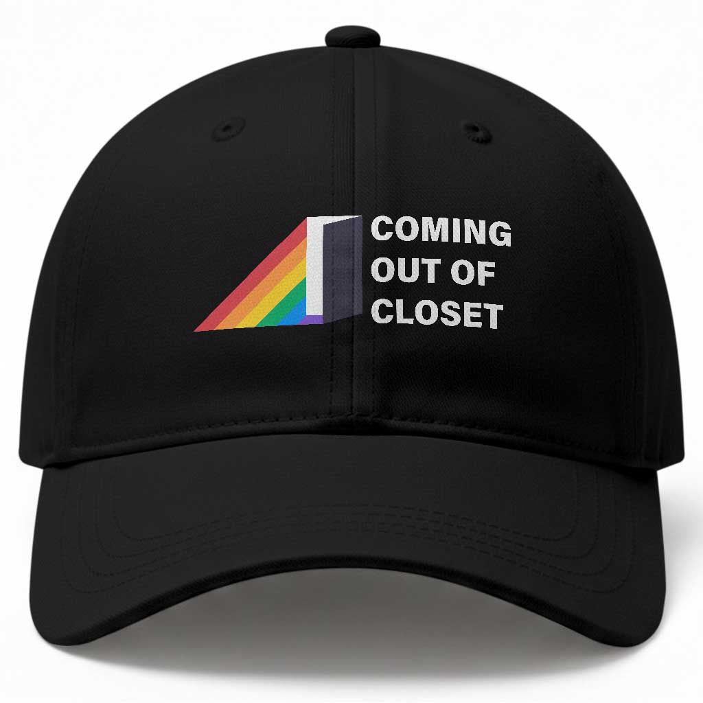 Come Out LGBT Baseball Cap Coming Out Of Closet Rainbow Door