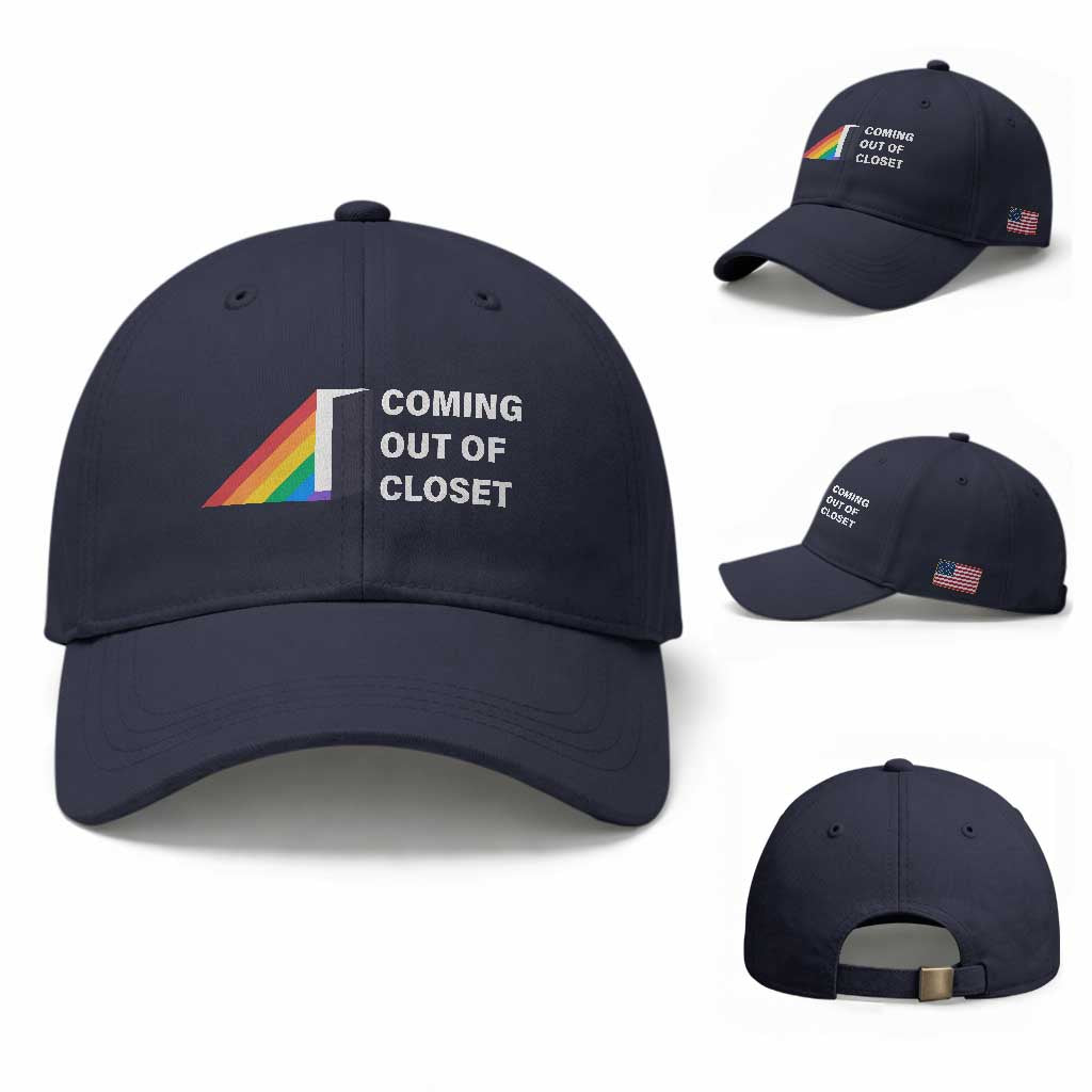 Come Out LGBT Baseball Cap Coming Out Of Closet Rainbow Door