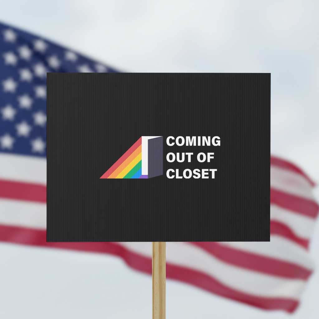 Come Out LGBT Protest Sign Coming Out Of Closet Rainbow Door - Wonder Print Shop