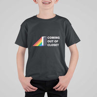 Come Out LGBT T Shirt For Kid Coming Out Of Closet Rainbow Door - Wonder Print Shop