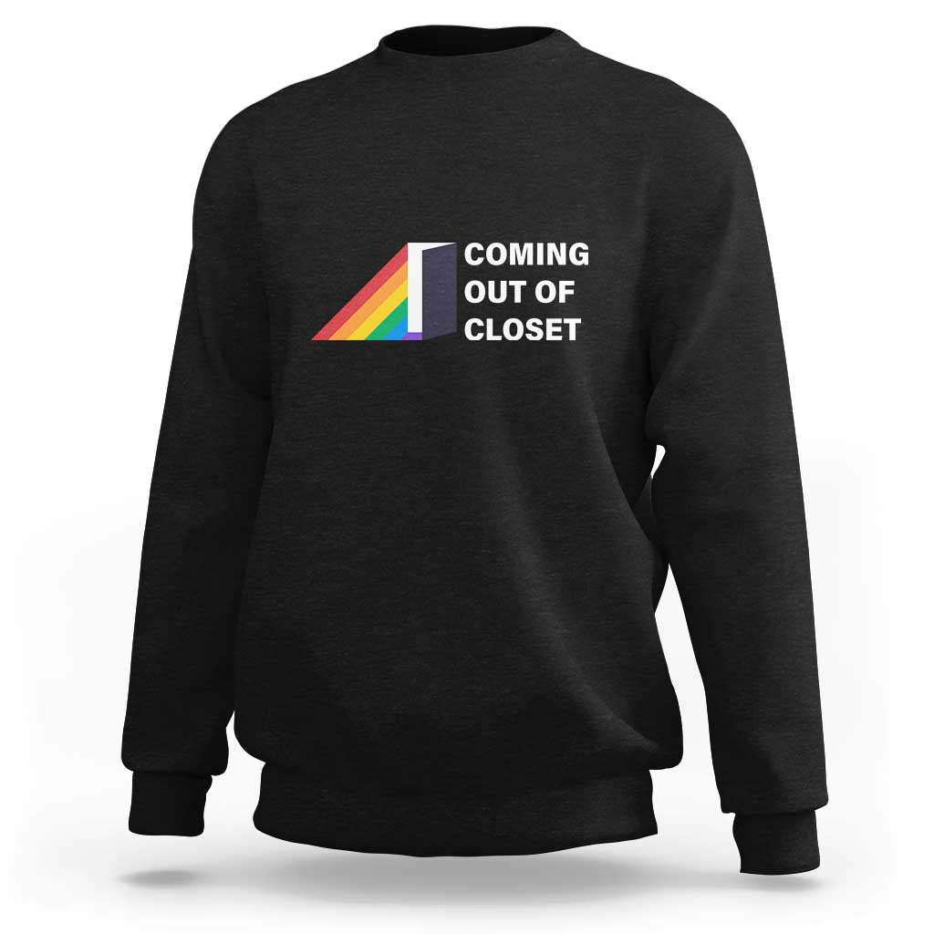 Come Out LGBT Sweatshirt Coming Out Of Closet Rainbow Door - Wonder Print Shop