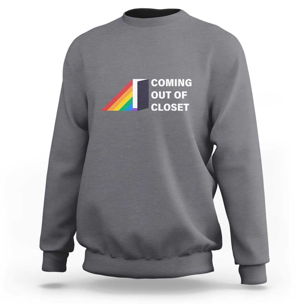 Come Out LGBT Sweatshirt Coming Out Of Closet Rainbow Door - Wonder Print Shop