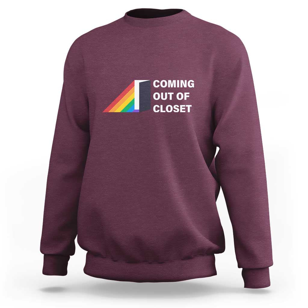 Come Out LGBT Sweatshirt Coming Out Of Closet Rainbow Door - Wonder Print Shop