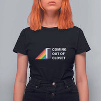 Come Out LGBT T Shirt For Women Coming Out Of Closet Rainbow Door - Wonder Print Shop