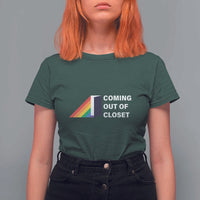 Come Out LGBT T Shirt For Women Coming Out Of Closet Rainbow Door - Wonder Print Shop