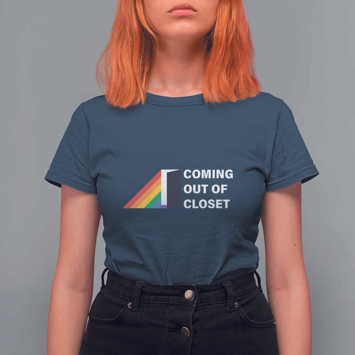 Come Out LGBT T Shirt For Women Coming Out Of Closet Rainbow Door - Wonder Print Shop