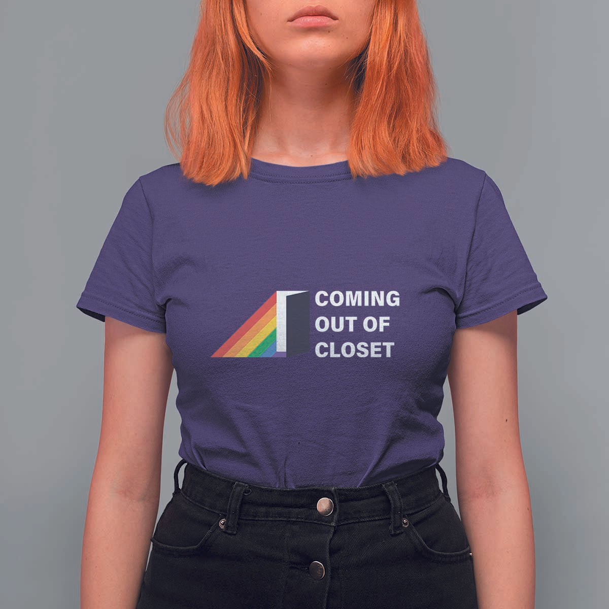 Come Out LGBT T Shirt For Women Coming Out Of Closet Rainbow Door - Wonder Print Shop