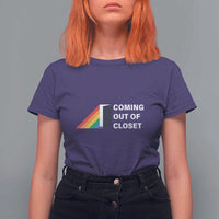 Come Out LGBT T Shirt For Women Coming Out Of Closet Rainbow Door - Wonder Print Shop