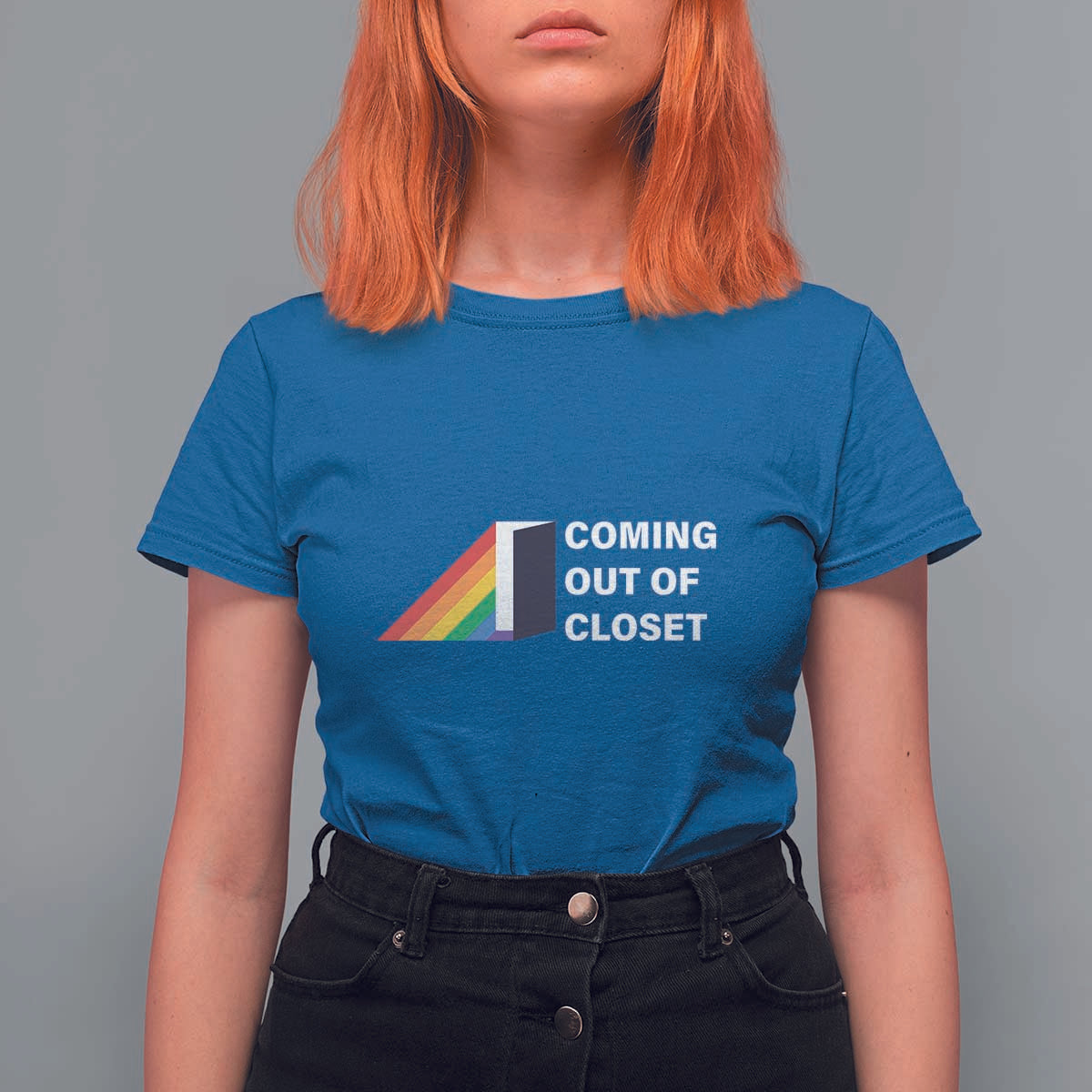 Come Out LGBT T Shirt For Women Coming Out Of Closet Rainbow Door - Wonder Print Shop