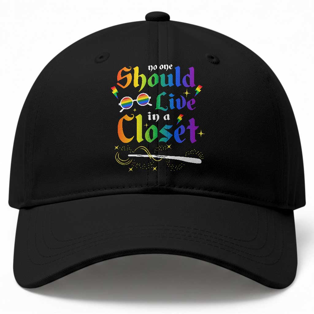 Come Out LGBT Baseball Cap No One Should Live In A Closet Magical Rainbow Glasses