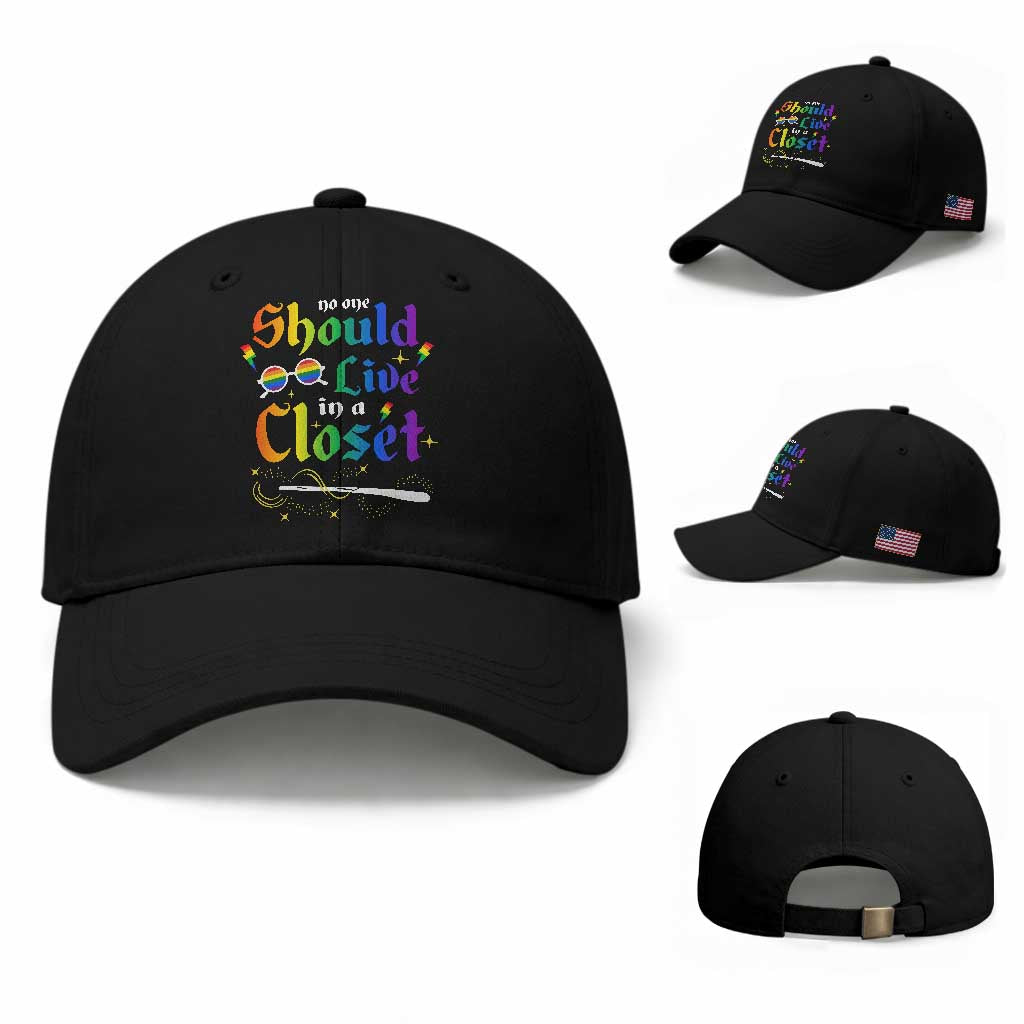Come Out LGBT Baseball Cap No One Should Live In A Closet Magical Rainbow Glasses
