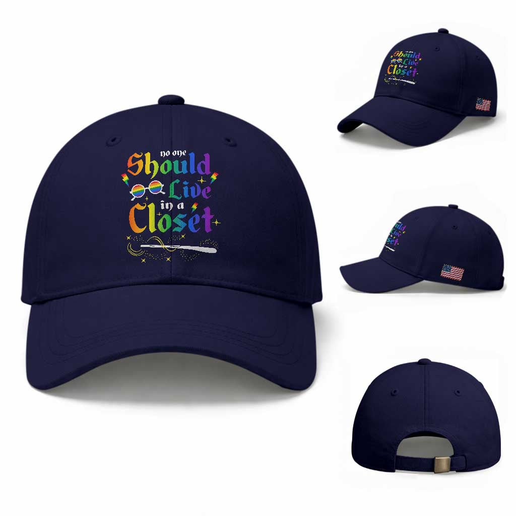 Come Out LGBT Baseball Cap No One Should Live In A Closet Magical Rainbow Glasses
