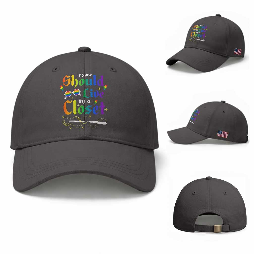Come Out LGBT Baseball Cap No One Should Live In A Closet Magical Rainbow Glasses