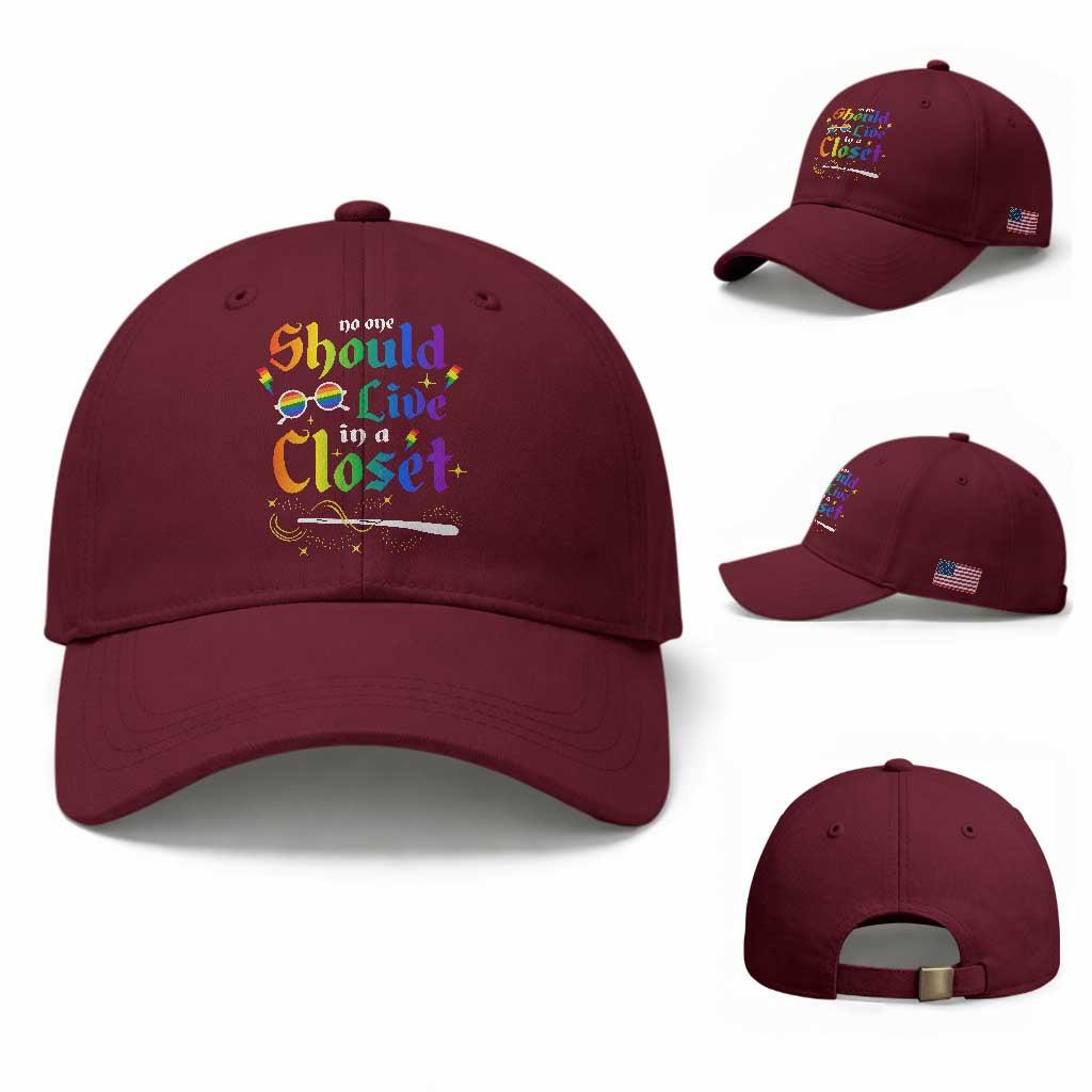 Come Out LGBT Baseball Cap No One Should Live In A Closet Magical Rainbow Glasses