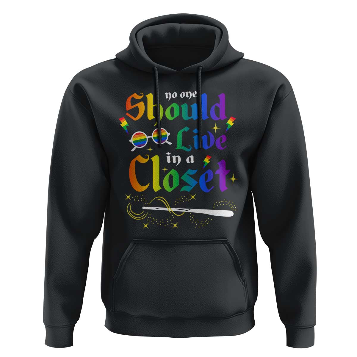 Come Out LGBT Hoodie No One Should Live In A Closet Magical Rainbow Glasses