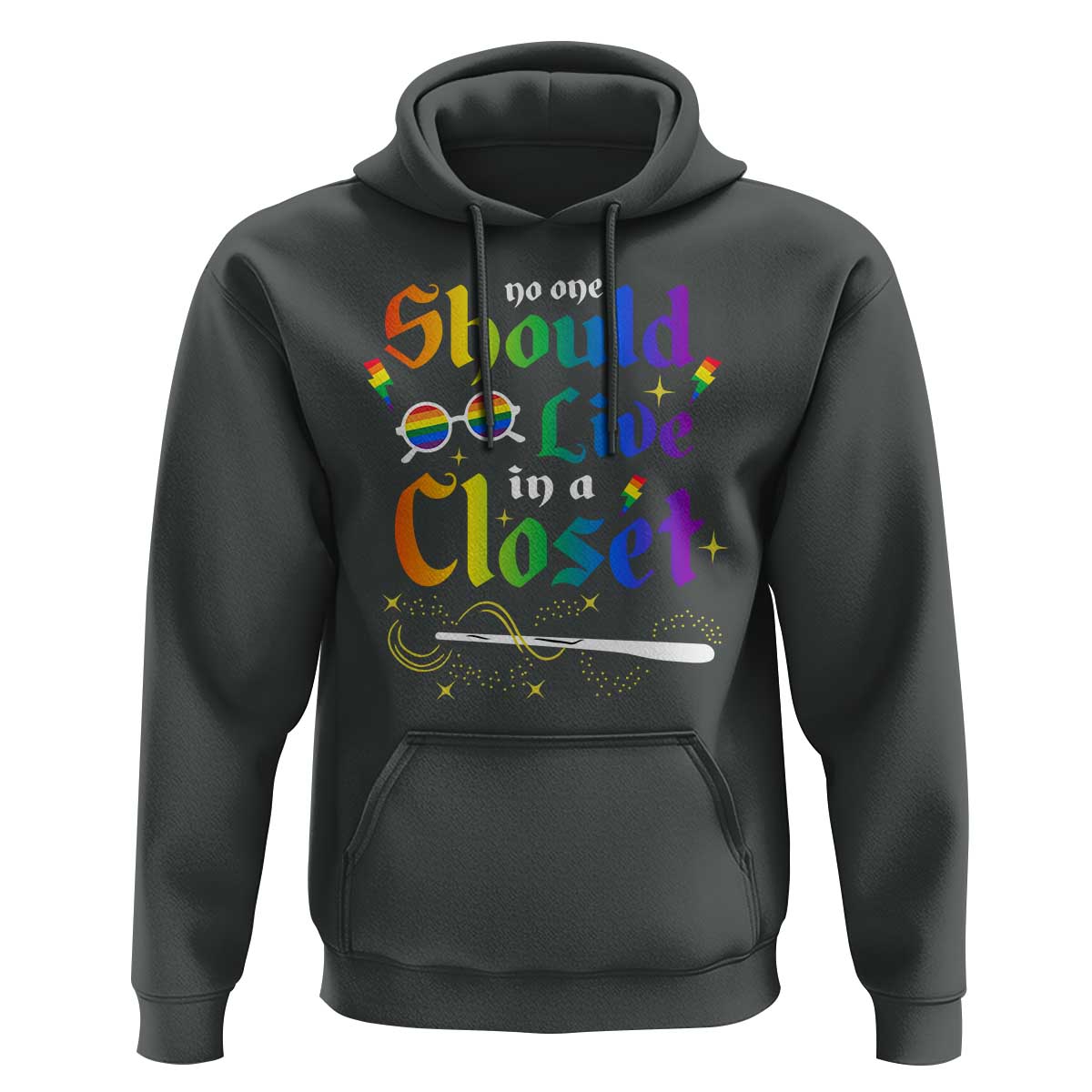 Come Out LGBT Hoodie No One Should Live In A Closet Magical Rainbow Glasses
