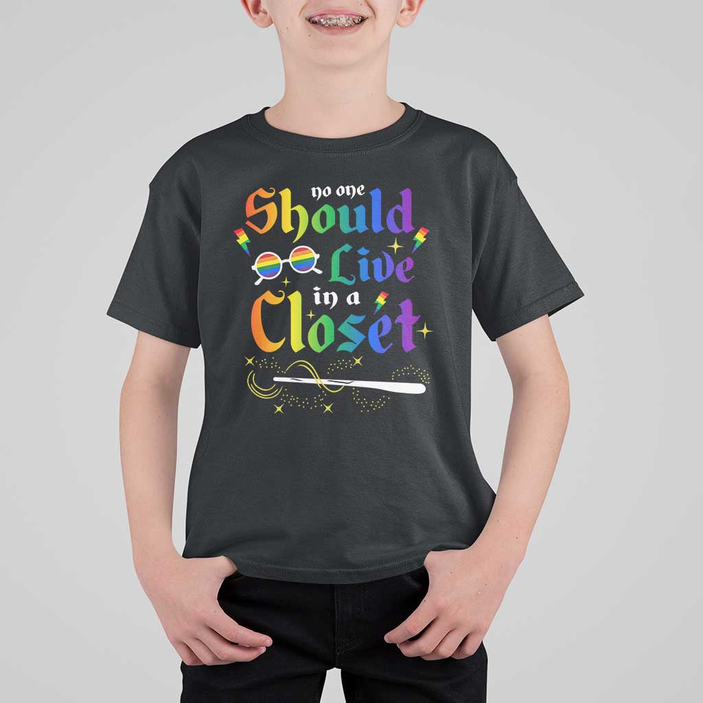 Come Out LGBT T Shirt For Kid No One Should Live In A Closet Magical Rainbow Glasses - Wonder Print Shop