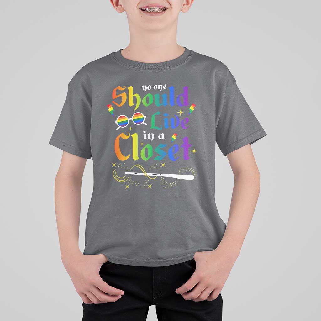 Come Out LGBT T Shirt For Kid No One Should Live In A Closet Magical Rainbow Glasses - Wonder Print Shop