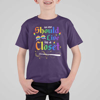 Come Out LGBT T Shirt For Kid No One Should Live In A Closet Magical Rainbow Glasses - Wonder Print Shop