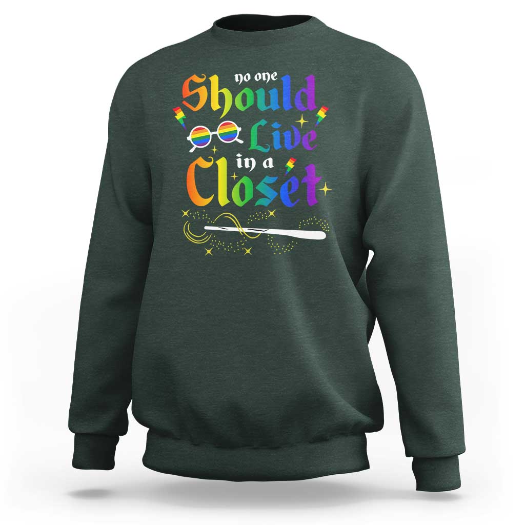 Come Out LGBT Sweatshirt No One Should Live In A Closet Magical Rainbow Glasses - Wonder Print Shop