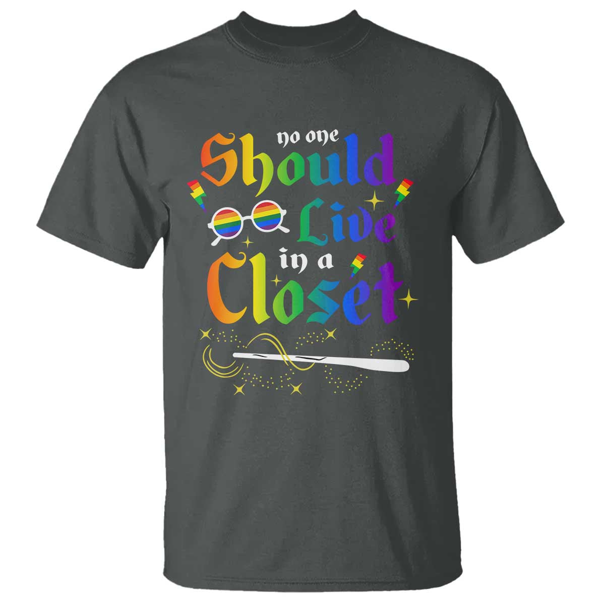 Come Out LGBT T Shirt No One Should Live In A Closet Magical Rainbow Glasses - Wonder Print Shop