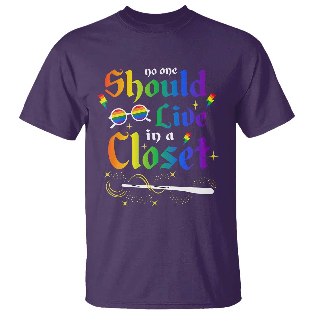Come Out LGBT T Shirt No One Should Live In A Closet Magical Rainbow Glasses - Wonder Print Shop
