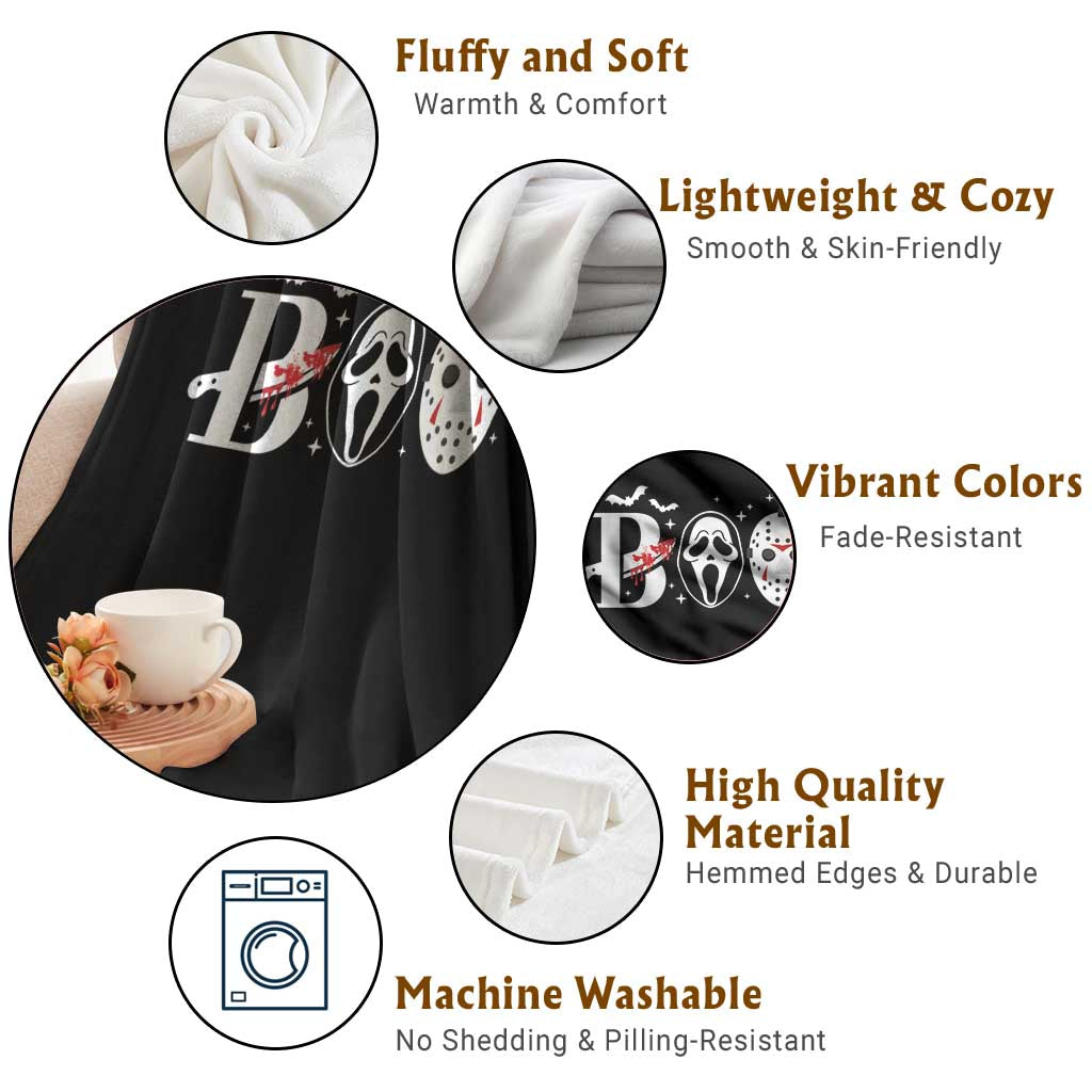 Halloween Throw Blanket Boo Horror Murderer Masks Bat Spooky Season - Wonder Print Shop