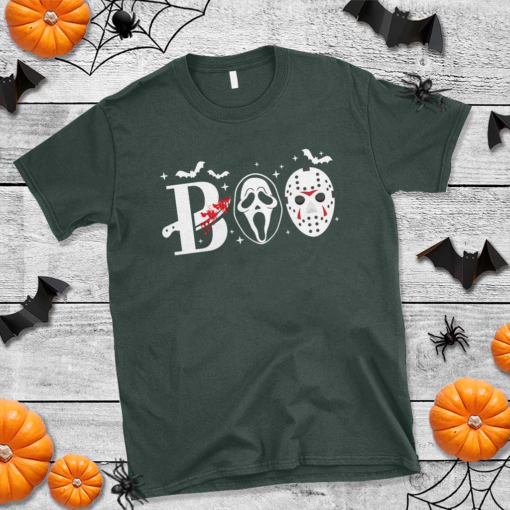 Halloween T Shirt Boo Horror Murderer Masks Bat Spooky Season - Wonder Print Shop