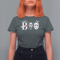Halloween T Shirt For Women Boo Horror Murderer Masks Bat Spooky Season - Wonder Print Shop