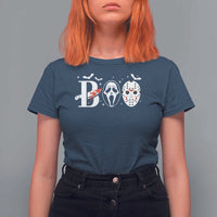 Halloween T Shirt For Women Boo Horror Murderer Masks Bat Spooky Season - Wonder Print Shop