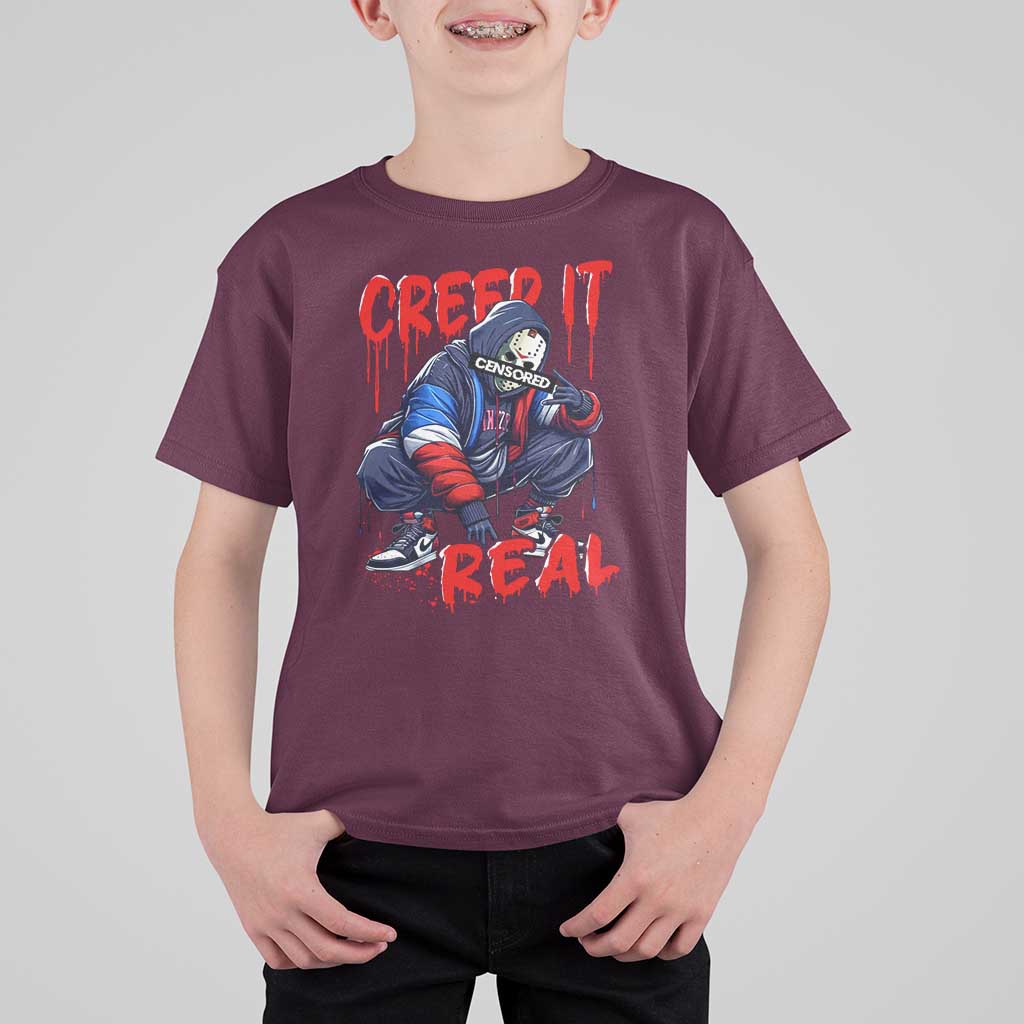 Halloween T Shirt For Kid Creep It Real Horror Murderer Spooky Season - Wonder Print Shop