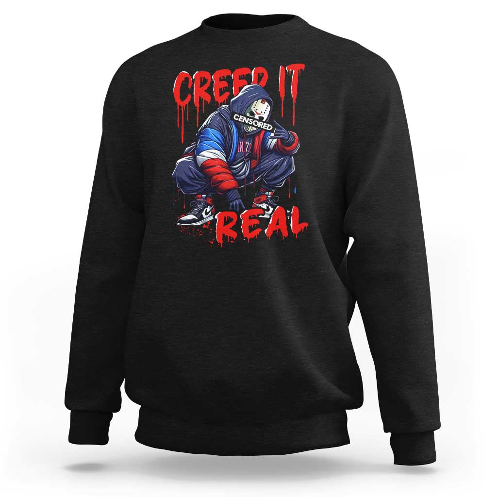 Halloween Sweatshirt Creep It Real Horror Murderer Spooky Season - Wonder Print Shop
