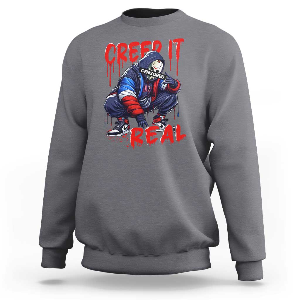 Halloween Sweatshirt Creep It Real Horror Murderer Spooky Season - Wonder Print Shop