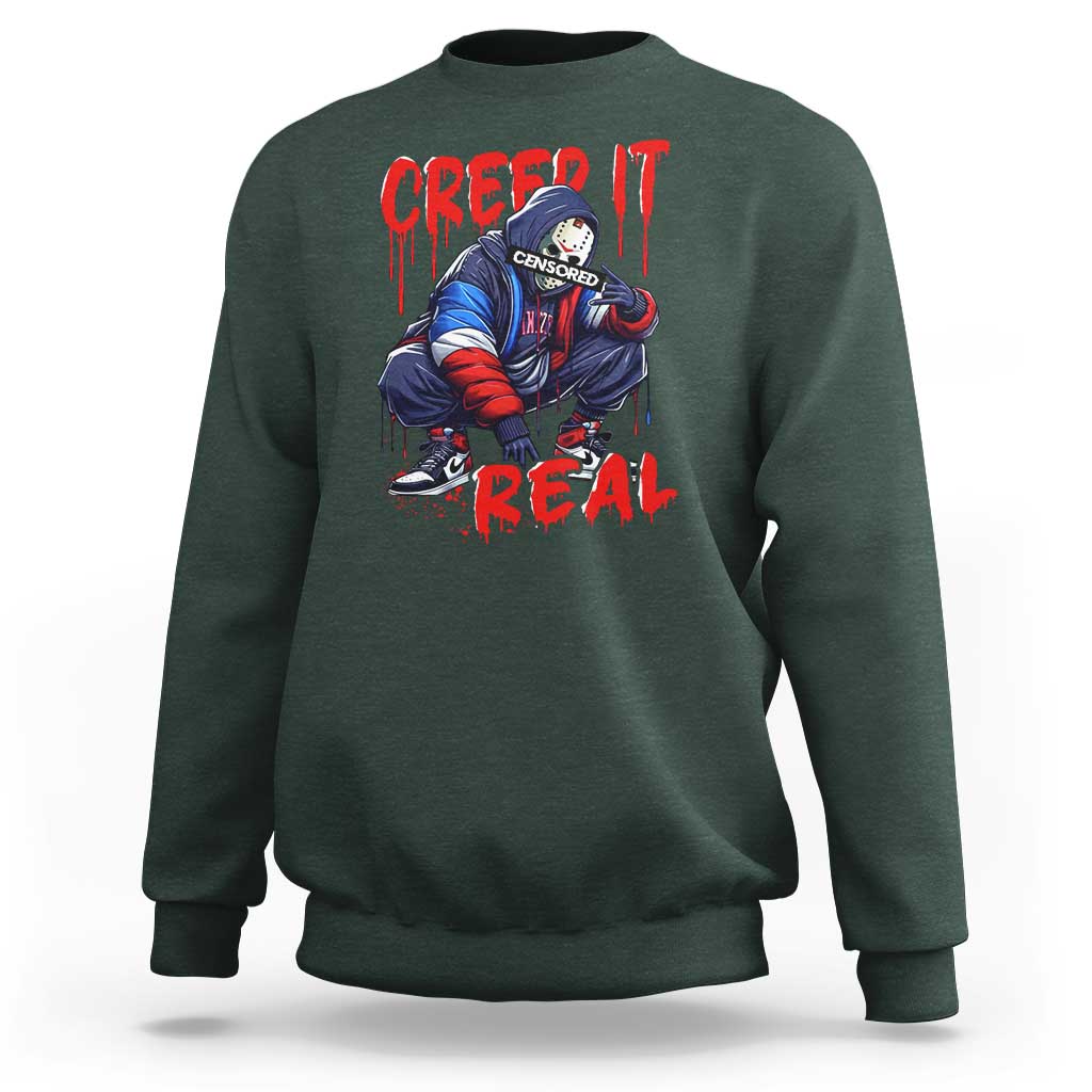 Halloween Sweatshirt Creep It Real Horror Murderer Spooky Season - Wonder Print Shop