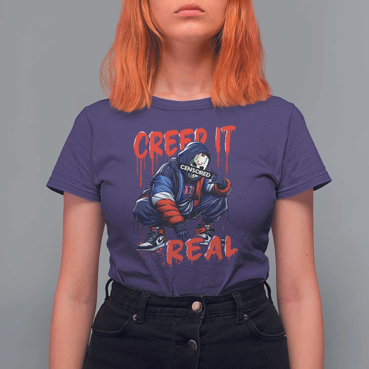 Halloween T Shirt For Women Creep It Real Horror Murderer Spooky Season - Wonder Print Shop
