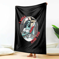 Funny Halloween Nurse Throw Blanket I Will Stab You Scary Zombie Needle Nurse - Wonder Print Shop