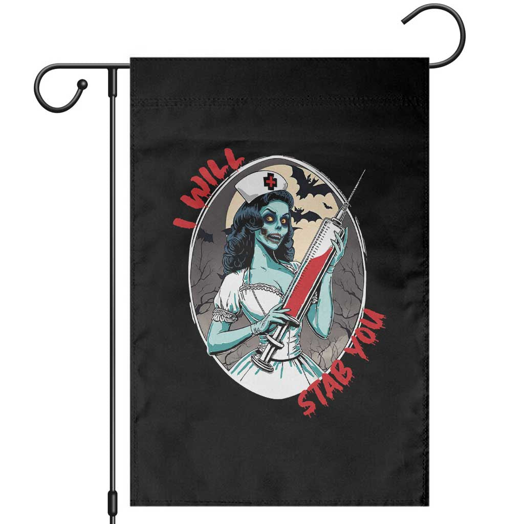 Funny Halloween Nurse Garden Flag I Will Stab You Scary Zombie Needle Nurse - Wonder Print Shop