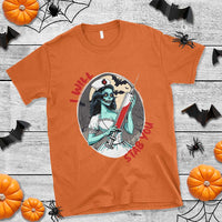 Funny Halloween Nurse T Shirt I Will Stab You Scary Zombie Needle Nurse - Wonder Print Shop