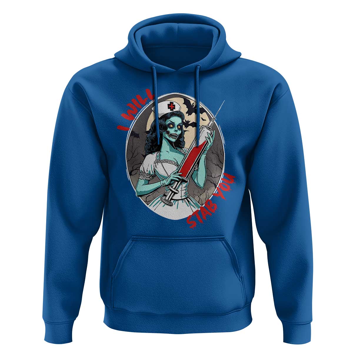 Funny Halloween Nurse Hoodie I Will Stab You Scary Zombie Needle Nurse