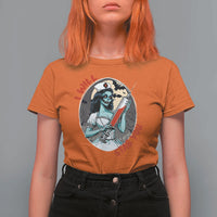 Funny Halloween Nurse T Shirt For Women I Will Stab You Scary Zombie Needle Nurse - Wonder Print Shop