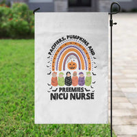 NICU Nurse Halloween Garden Flag Pacifiers Pumpkins And Preemies Baby Rainbow Bat - Wonder Print Shop