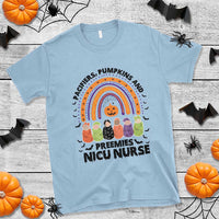 NICU Nurse Halloween T Shirt Pacifiers Pumpkins And Preemies Baby Rainbow Bat - Wonder Print Shop