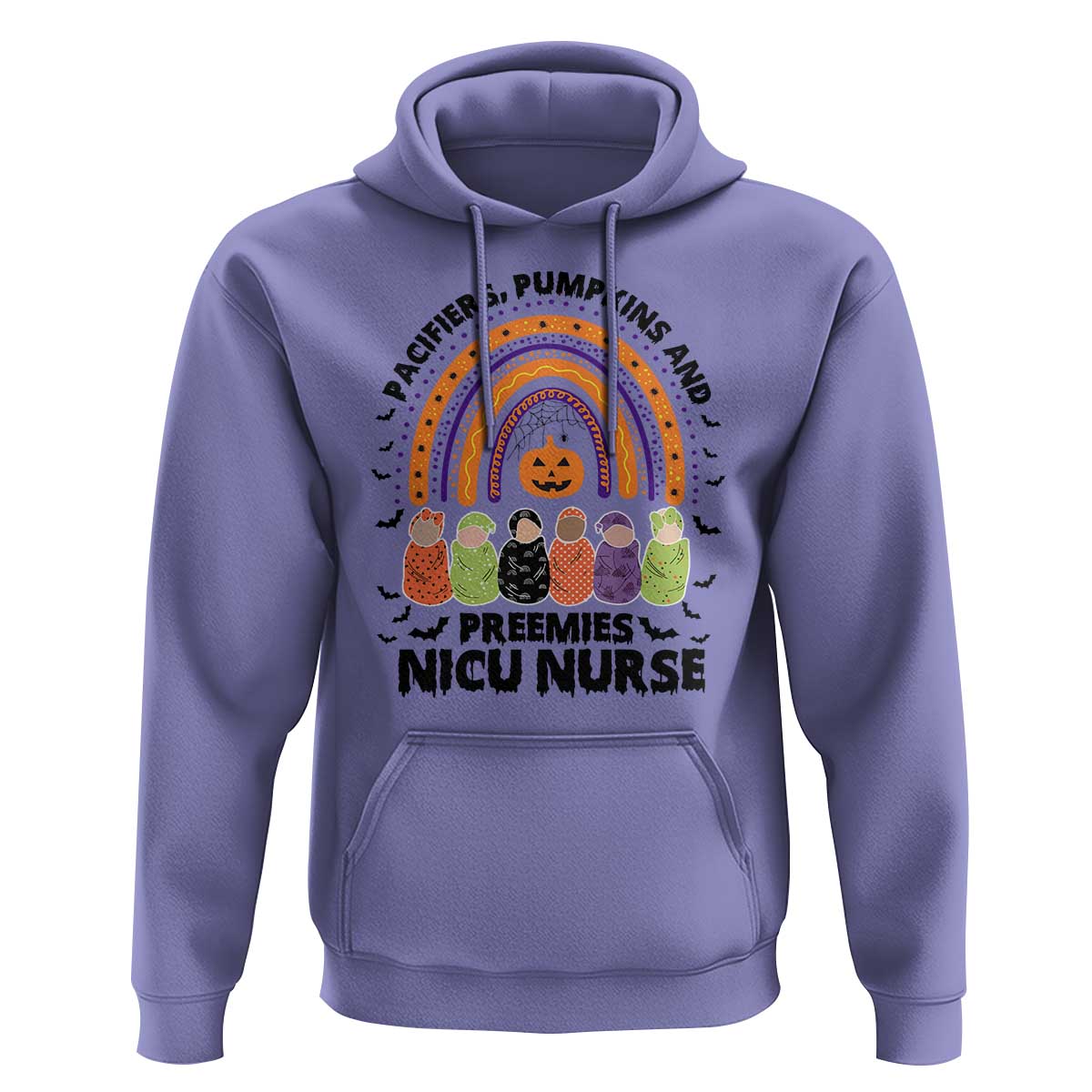 NICU Nurse Halloween Hoodie Pacifiers Pumpkins And Preemies Baby Rainbow Bat
