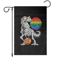 Halloween LGBT Garden Flag Scary Dinosaur Skeleton T rex Rainbow Moon - Wonder Print Shop